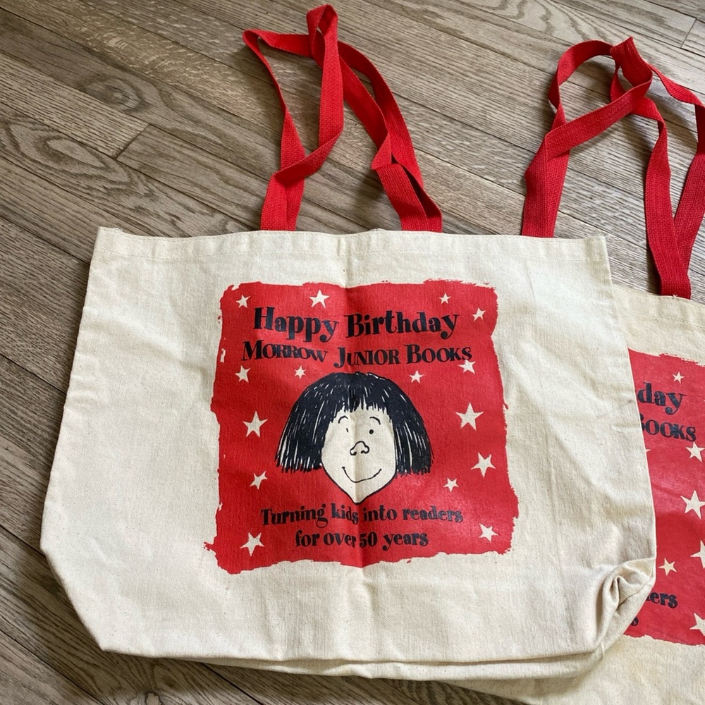 Lot of Two (2) Morrow Junior Books Tote Bags Ramona Pest Quimby Beverly Cleary